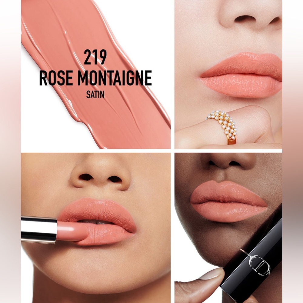 🆕 Dior Rouge Dior Lipstick  ROSE MONTAIGNE 219  Satin Finish
